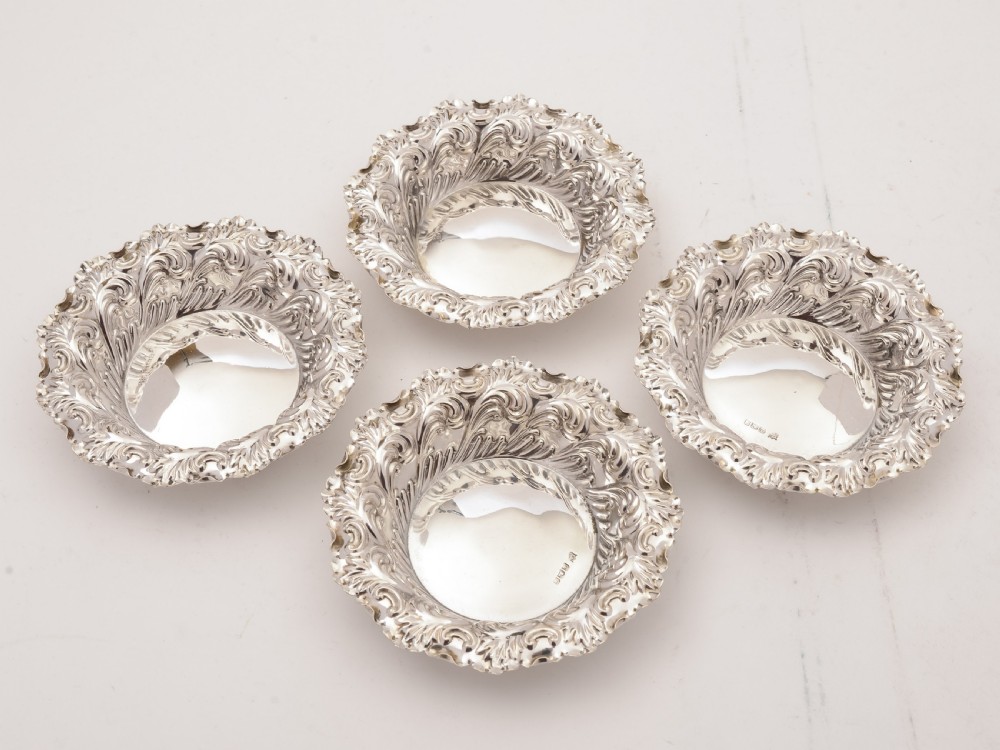 Cased Set of 4 Silver Bon Bon Dishes, Sheffield 1897