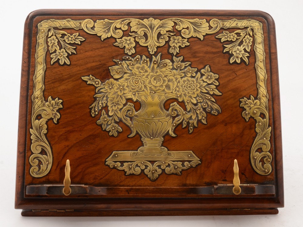 Victorian Walnut & Brass Folding Book Stand, Circa 1890
