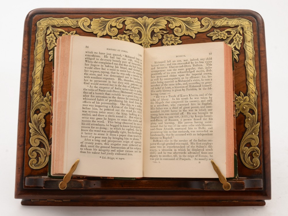 Victorian Walnut & Brass Folding Book Stand, Circa 1890 View II