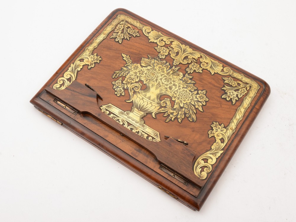 Victorian Walnut & Brass Folding Book Stand, Circa 1890 View IV