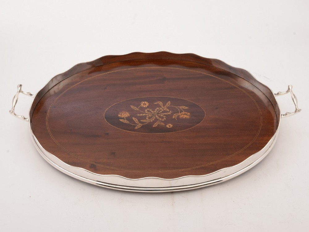 Edwardian Mahogany Inlaid Gallery Tray, Circa 1905 