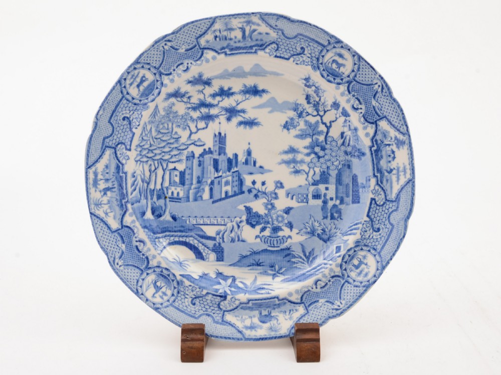 Pair of English Blue and White China Plates, Circa 1830 View II