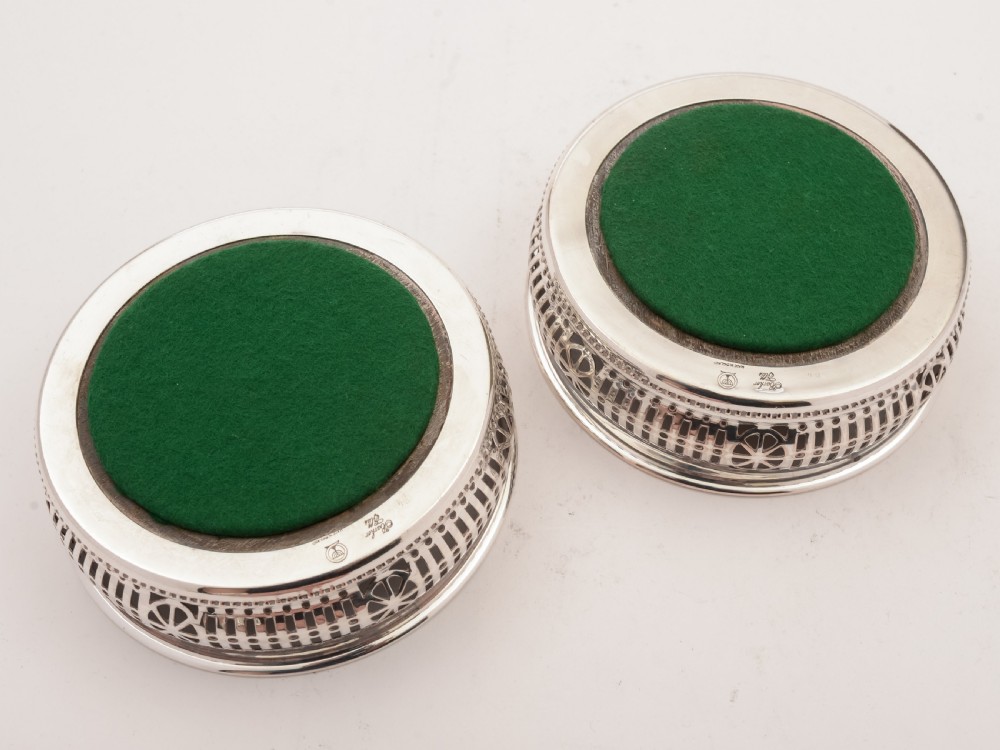 Pair of Silver Plated Wine Coasters, Circa 1930 View II