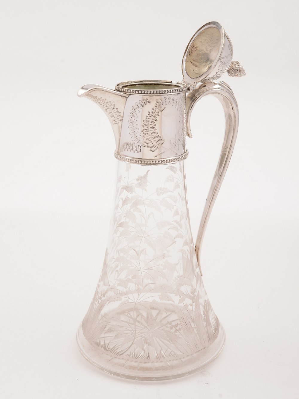Edwardian Glass and Silver Plated Claret Jug, Circa 1905 View II