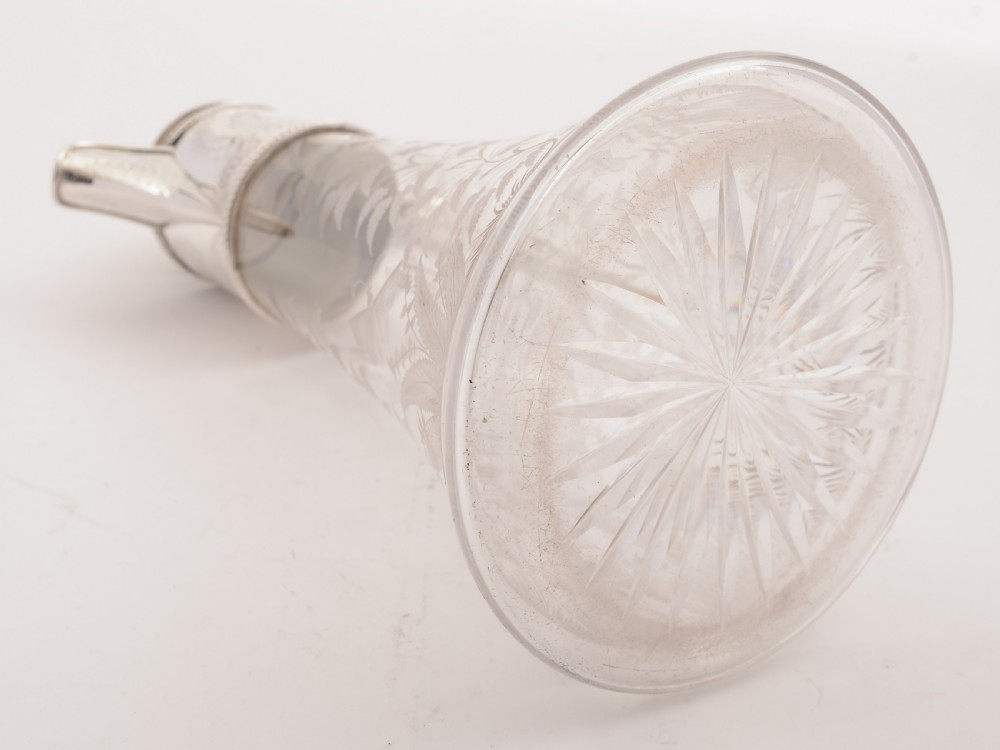 Edwardian Glass and Silver Plated Claret Jug, Circa 1905 View III