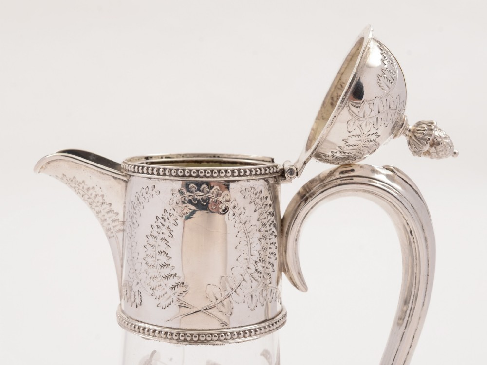 Edwardian Glass and Silver Plated Claret Jug, Circa 1905 View IV
