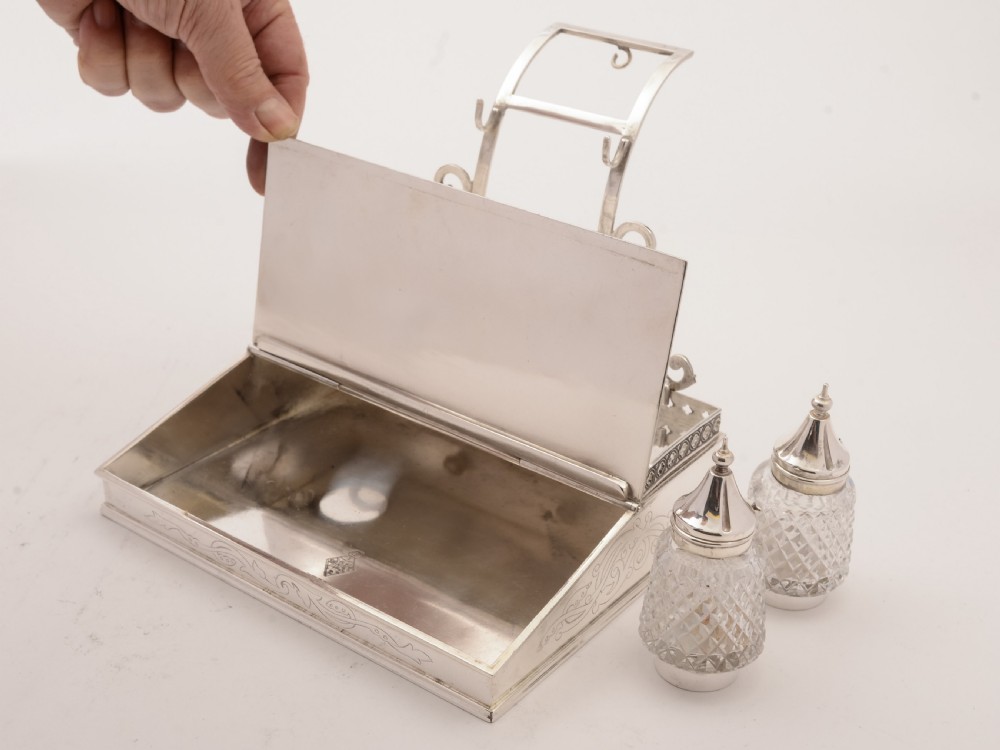 Victorian Silver Plated Ink Stand, 1868 View II