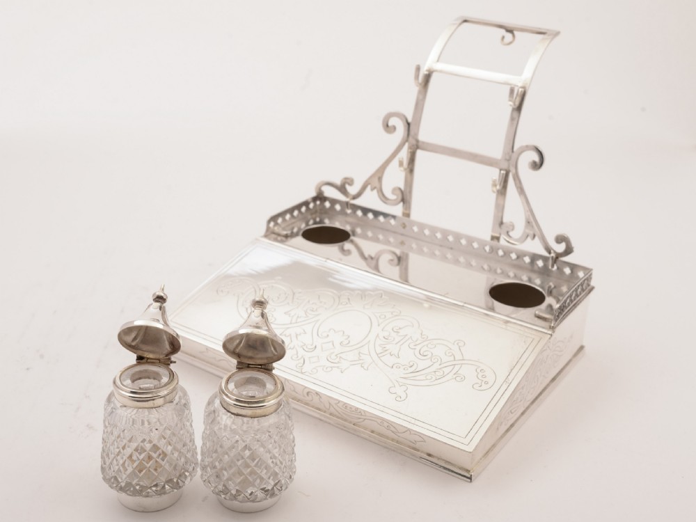 Victorian Silver Plated Ink Stand, 1868 View III