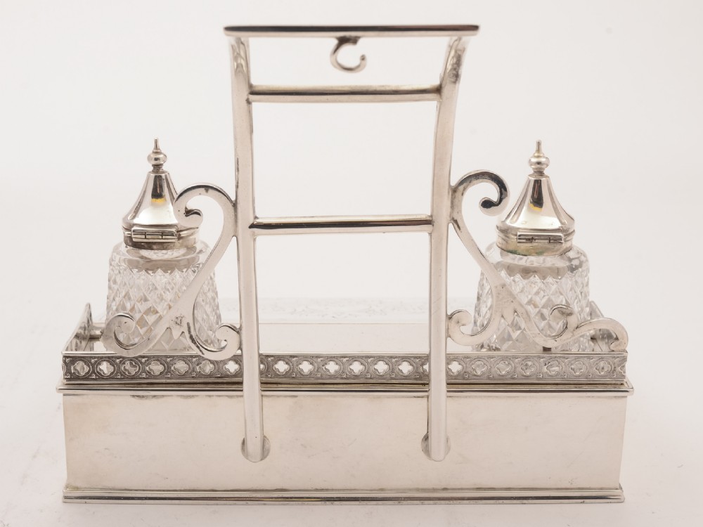 Victorian Silver Plated Ink Stand, 1868 View IV