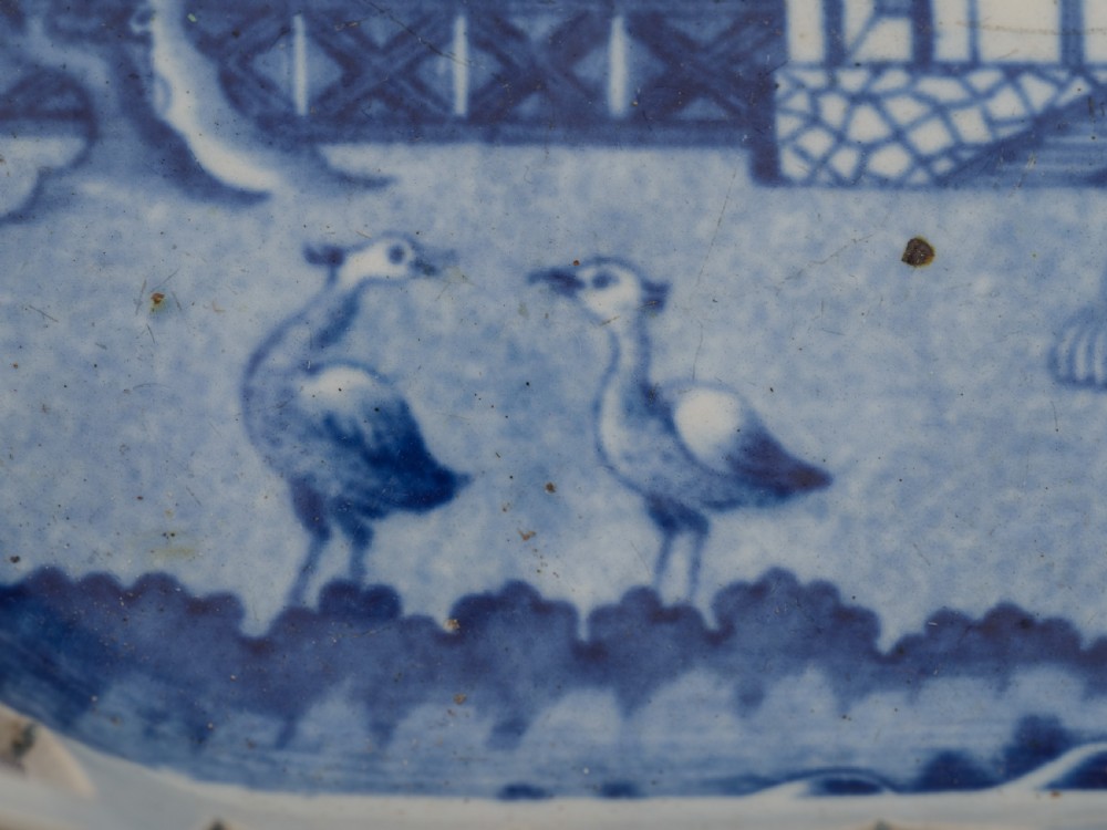 English Blue and White China Chestnut Basket, Circa 1830 View IV