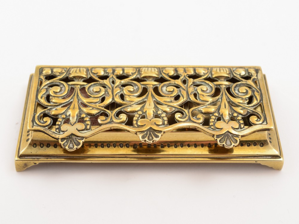 Victorian Brass Triple Stamp Box, Circa 1890 View II