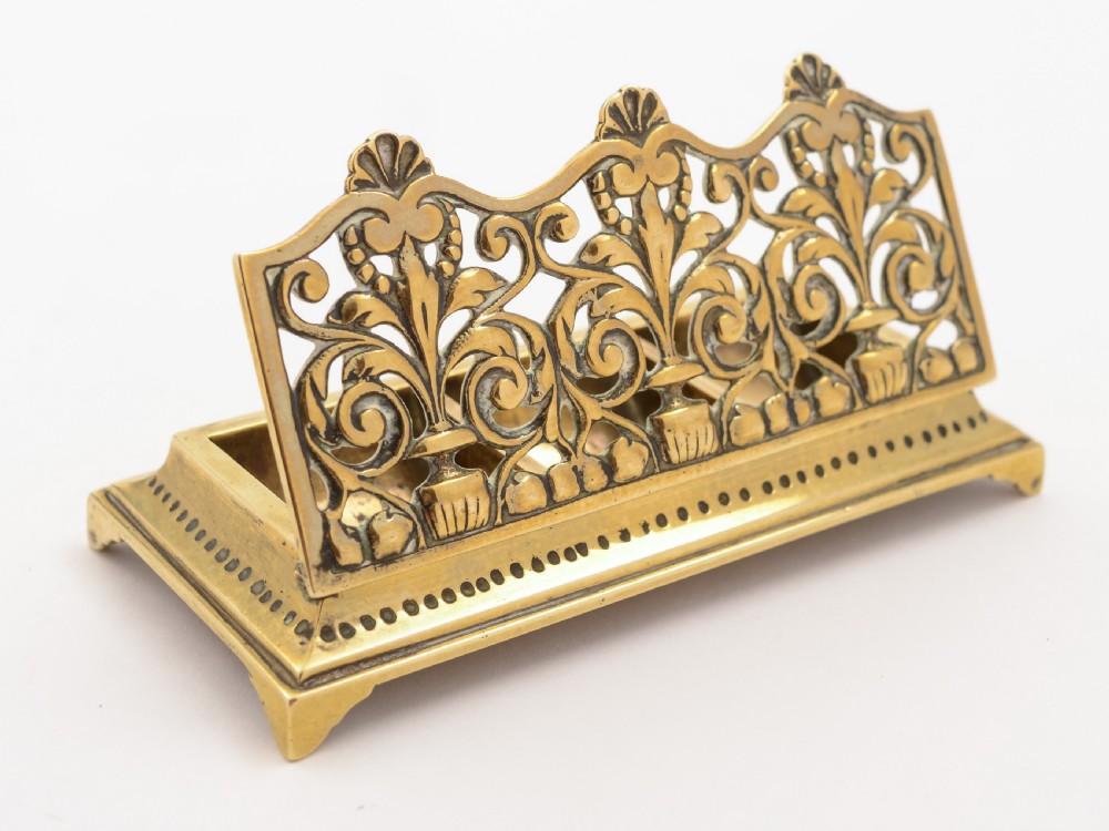 Victorian Brass Triple Stamp Box, Circa 1890 View IV