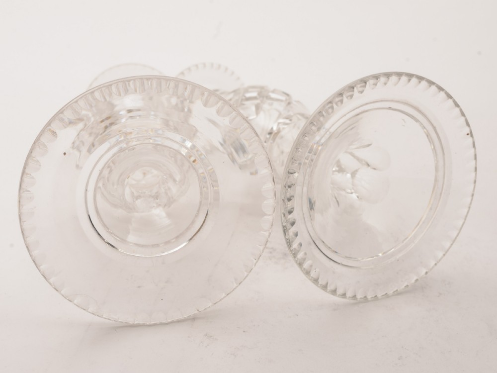 Pair of Large Cut Glass Candlesticks, Circa 1920 View IV