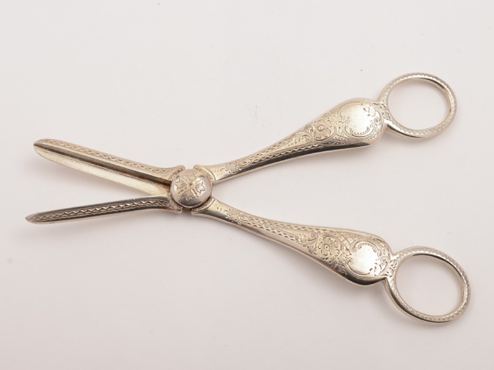 Edwardian Silver Grape Scissors, London 1905