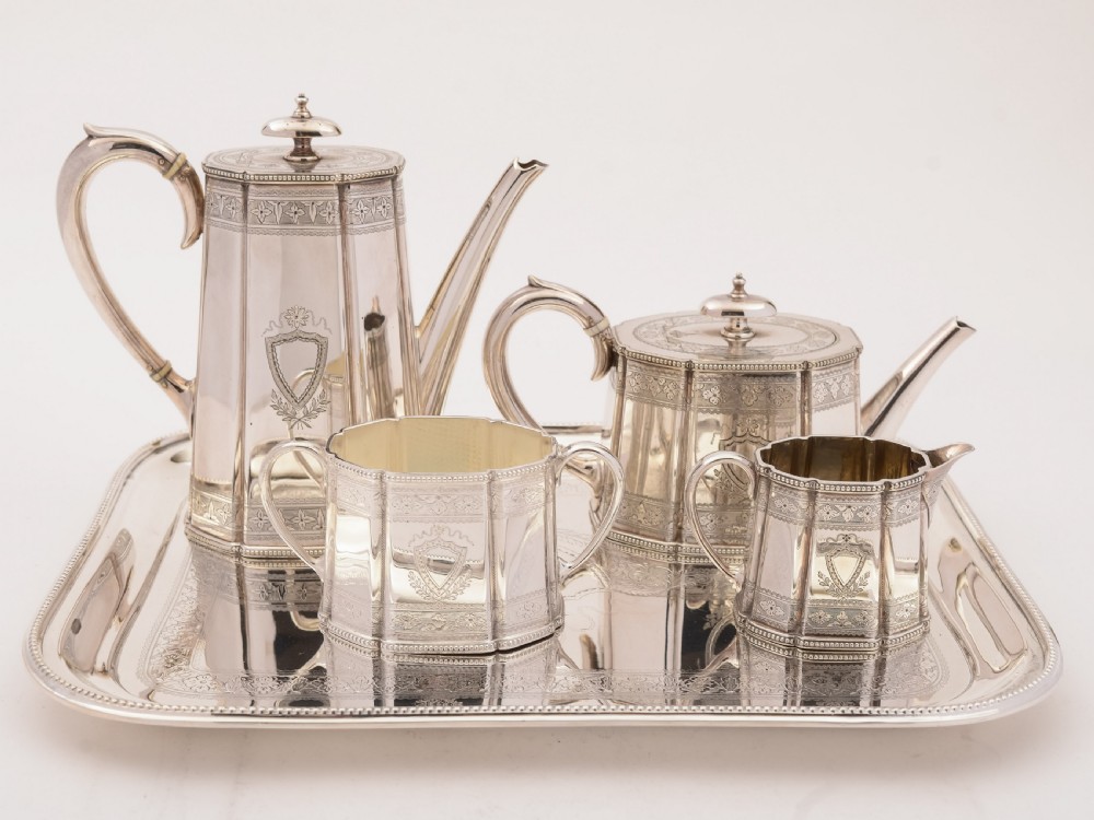 Victorian Bachelors Tea and Coffee Set, Circa 1870