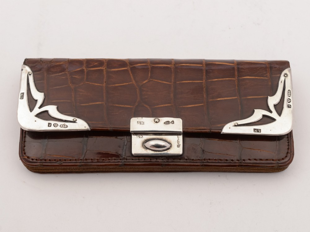 Edwardian Silver and Crocodile Purse, Birmingham 1906
