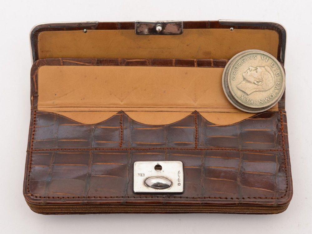 Edwardian Silver and Crocodile Purse, Birmingham 1906 View II