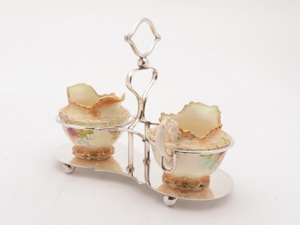 China Sugar Bowl and Jug in Stand, Circa 1905 View II