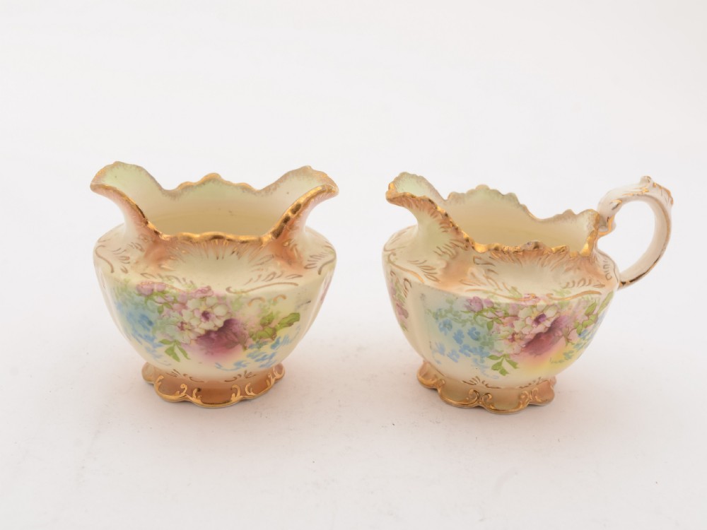 China Sugar Bowl and Jug in Stand, Circa 1905 View III