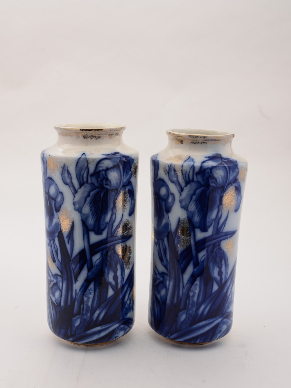 Pair of Edwardian Flow Blue Vases, Circa 1905
