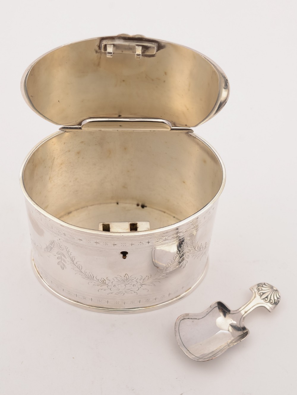 Victorian Silver Plated Oval Tea Caddy, Circa 1880 View II
