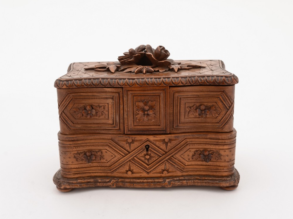 Carved Black Forest Jewellery Box, Circa 1900