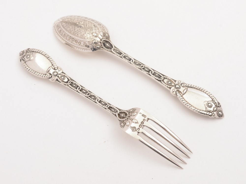 Victorian Cased Silver Christening Set, London 1868 View II