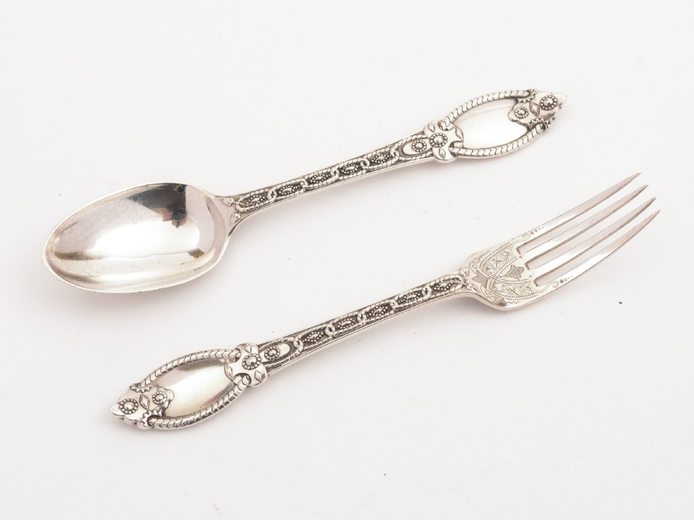 Victorian Cased Silver Christening Set, London 1868 View III