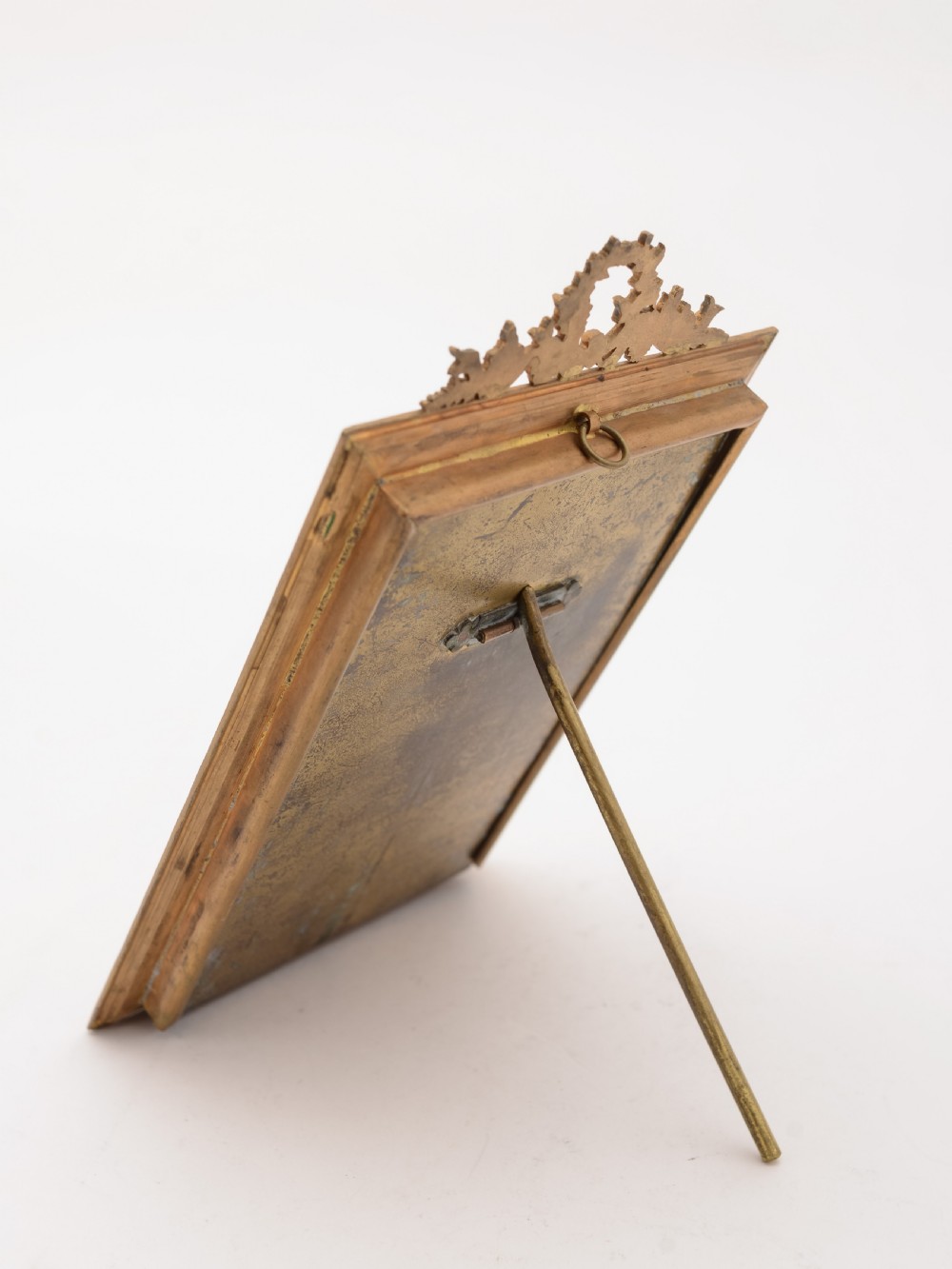 Edwardian English Brass Garland Topped Photo Frame View II