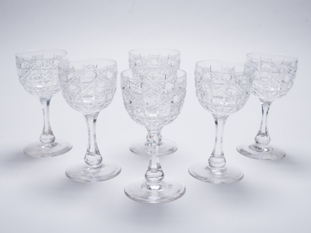 Set of 6 Edwardian Sherry Glasses, Circa 1905