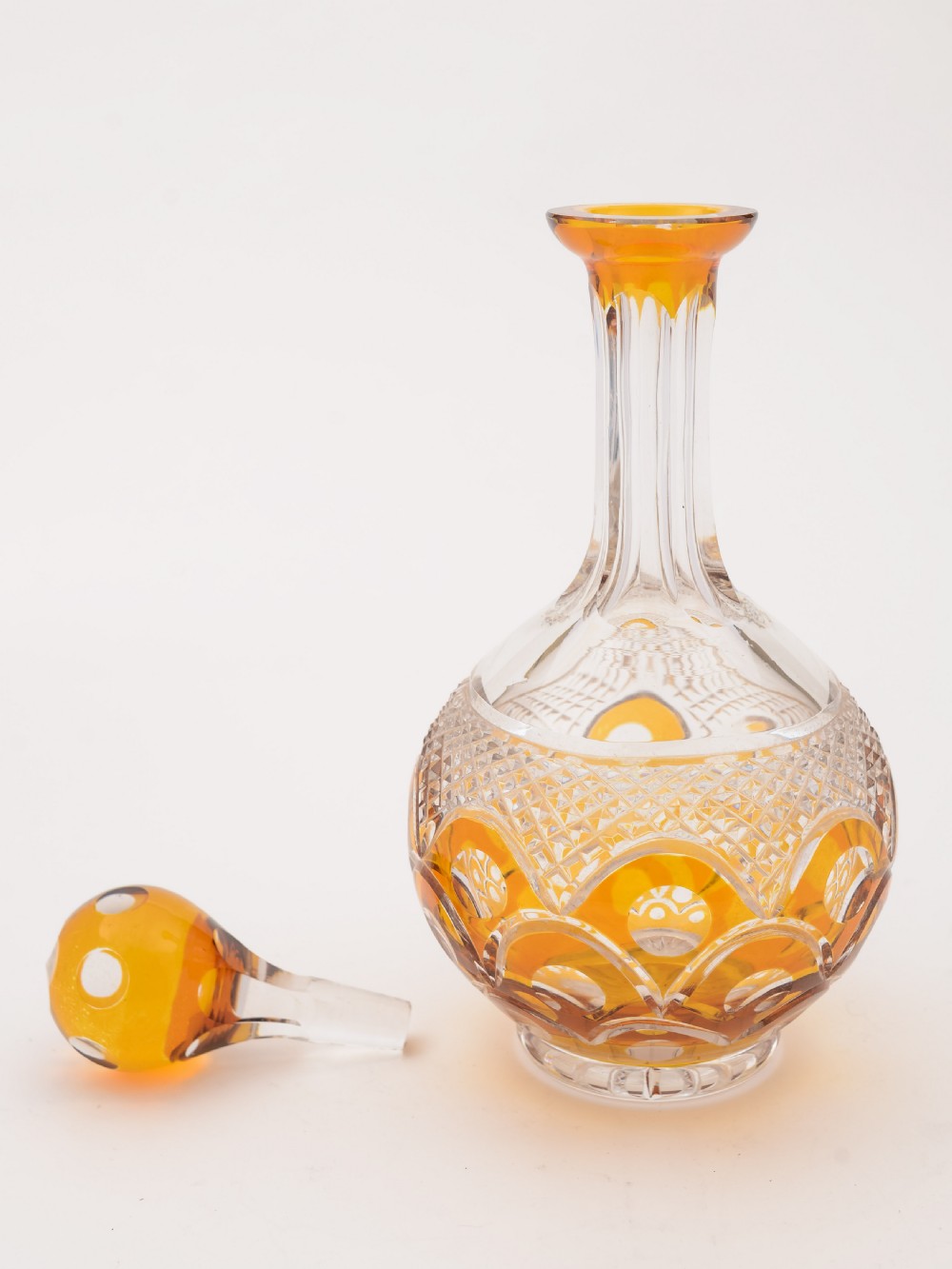 Edwardian Amber Overlay Decanter Set, Circa 1905 View II
