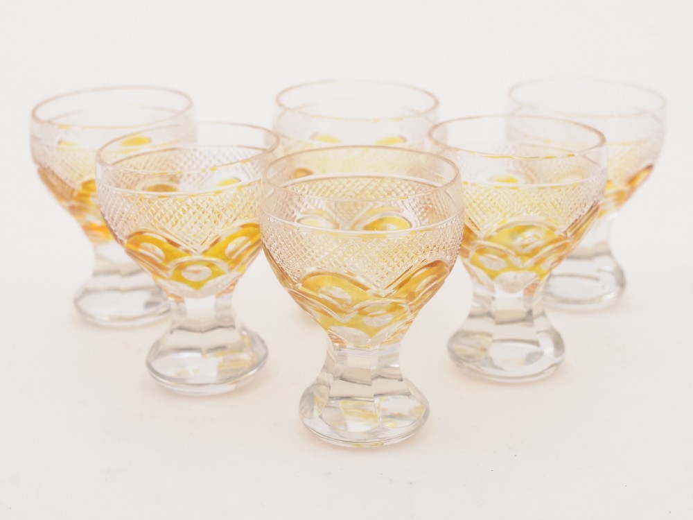 Edwardian Amber Overlay Decanter Set, Circa 1905 View IV