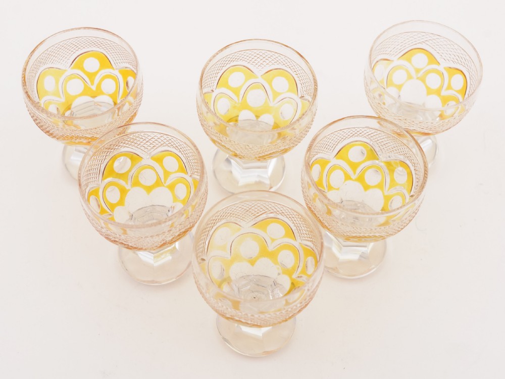 Edwardian Amber Overlay Decanter Set, Circa 1905 View V