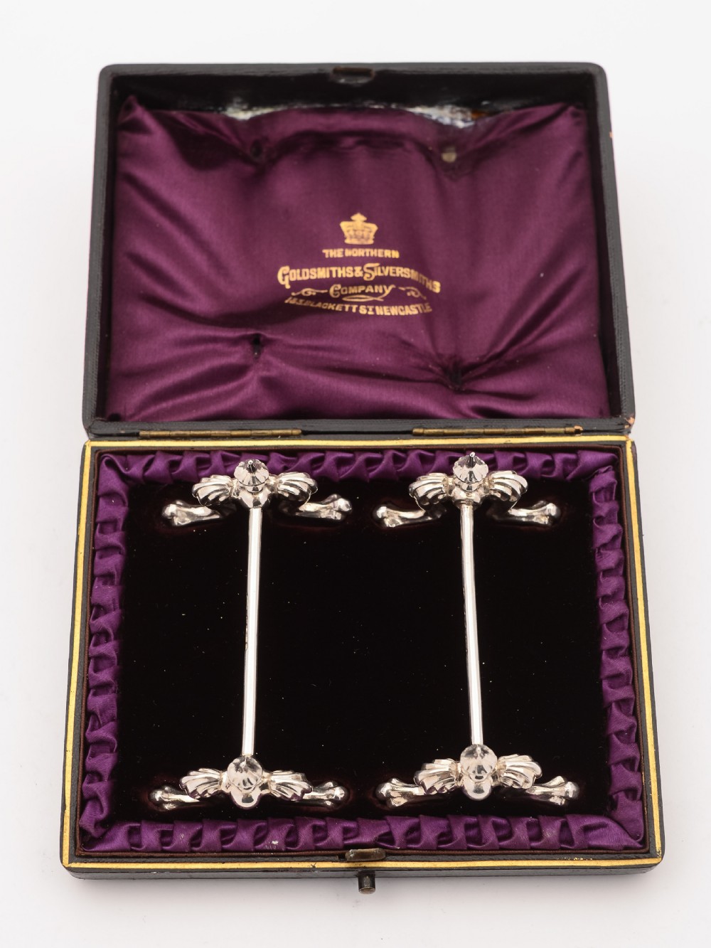 Cased Victorian Silver Knife Rests, Birmingham 1887