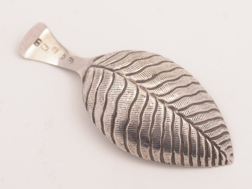 Georgian Silver Leaf Caddy Spoon, Birmingham 1800 View II