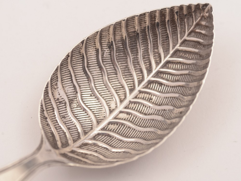 Georgian Silver Leaf Caddy Spoon, Birmingham 1800 View III