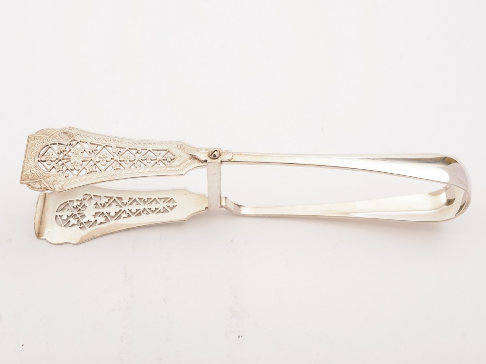 Victorian Silver Plated Serving Tongs, Circa 1890