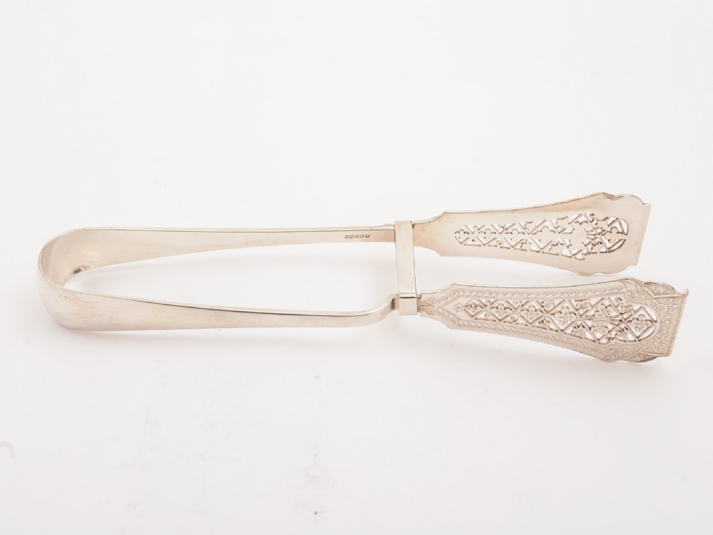 Victorian Silver Plated Serving Tongs, Circa 1890 View II