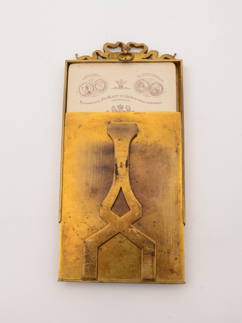 Edwardian Brass Ribbon Topped Photo Frame View V