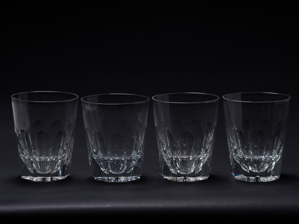 Set of 4 Cut Glass Whiskey Tumblers, Circa 1920