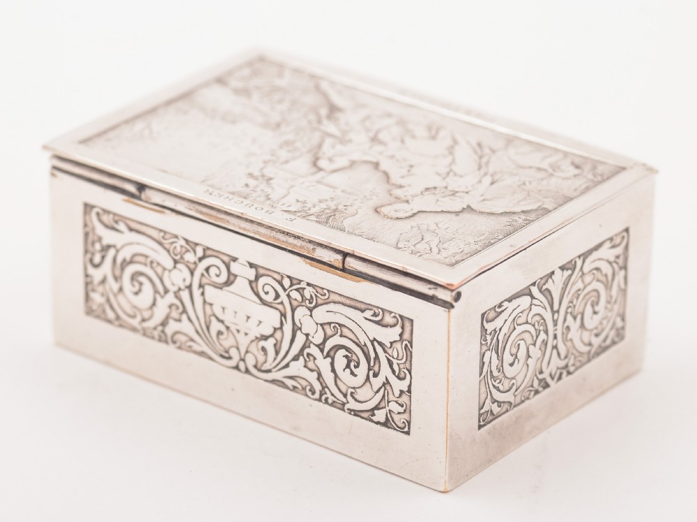 French Silver on Copper Stamp Box, Circa 1900 View IV
