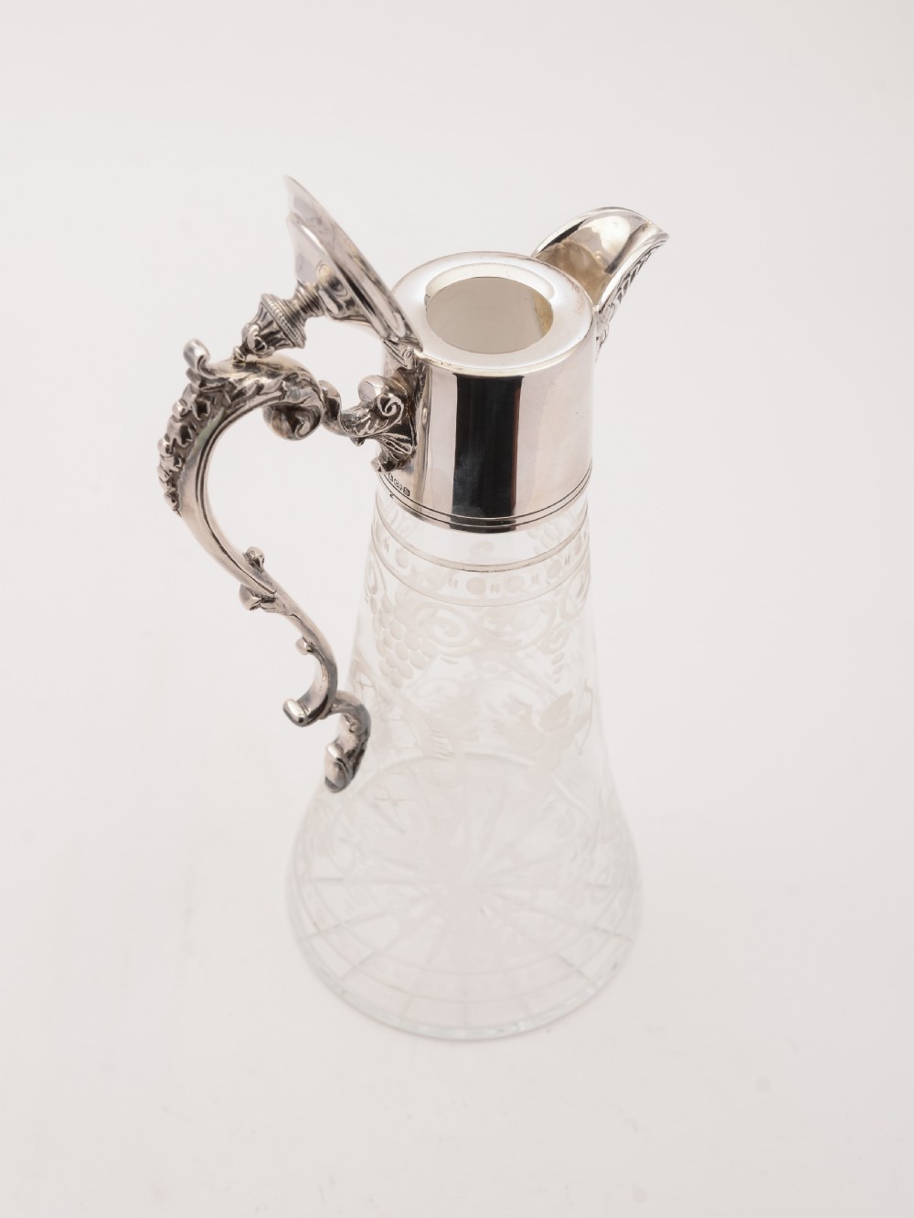 Victorian Cupid Etched Glass Claret Jug, Circa 1890 View III