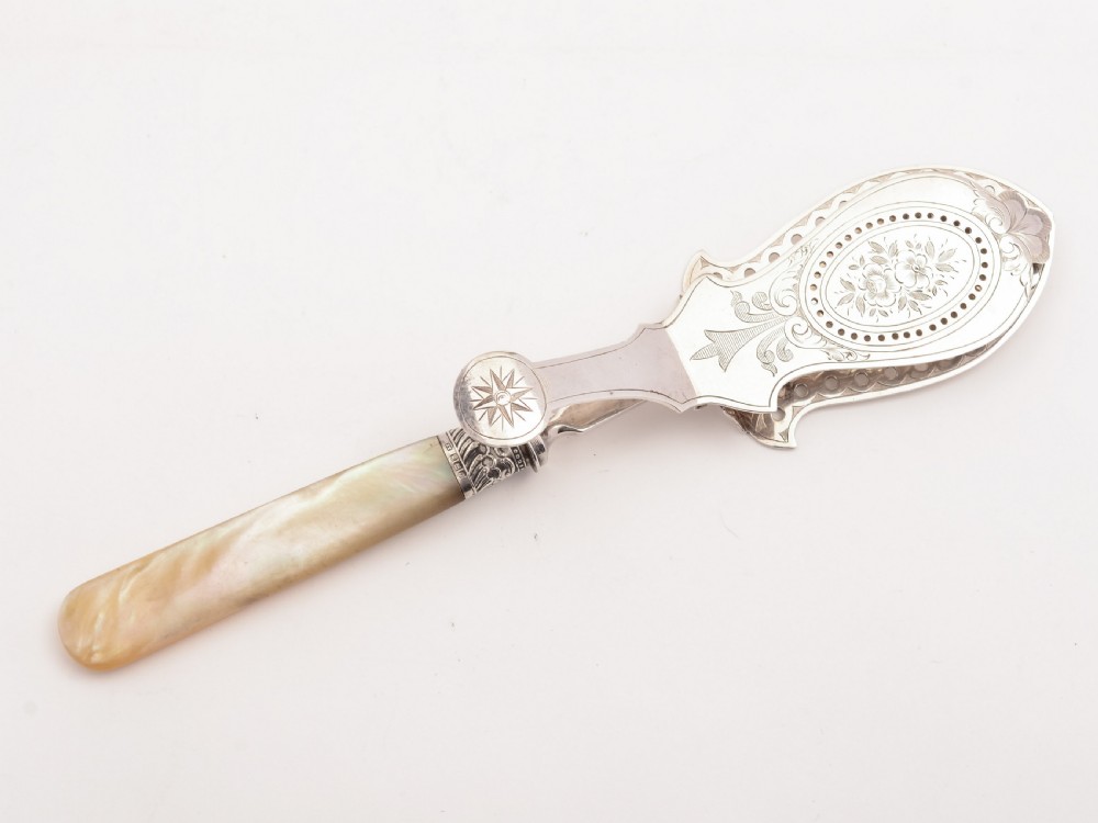 MOP and Silver Plated Serving Tongs, Circa 1890