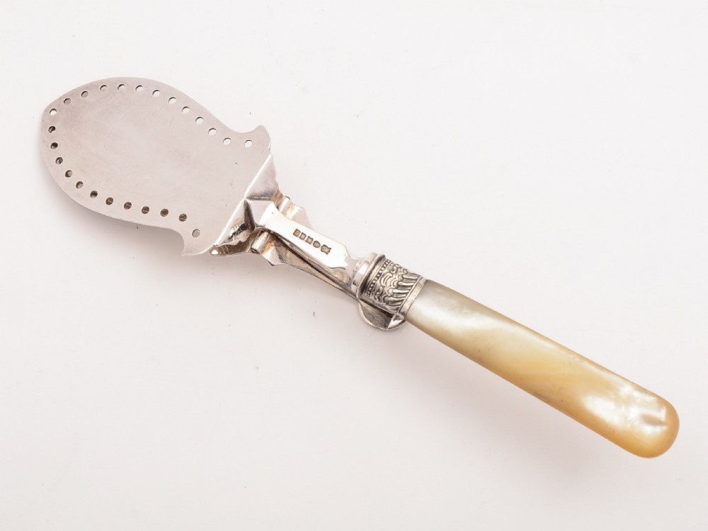 MOP and Silver Plated Serving Tongs, Circa 1890 View II
