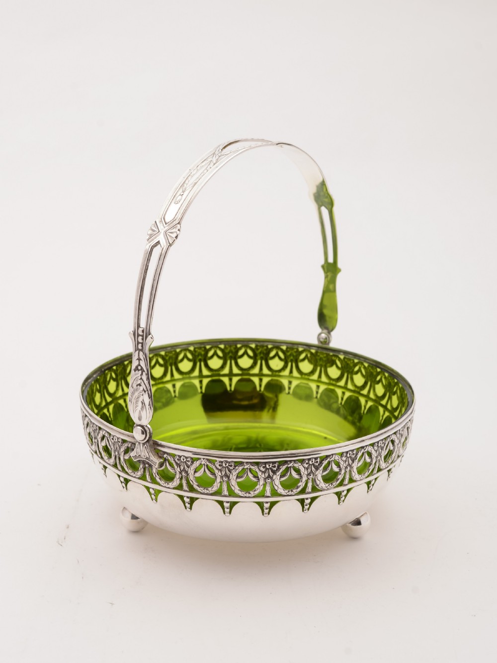 Edwardian Glass Lined Basket, Circa 1905