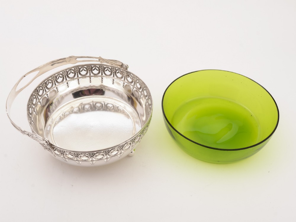Edwardian Glass Lined Basket, Circa 1905 View III