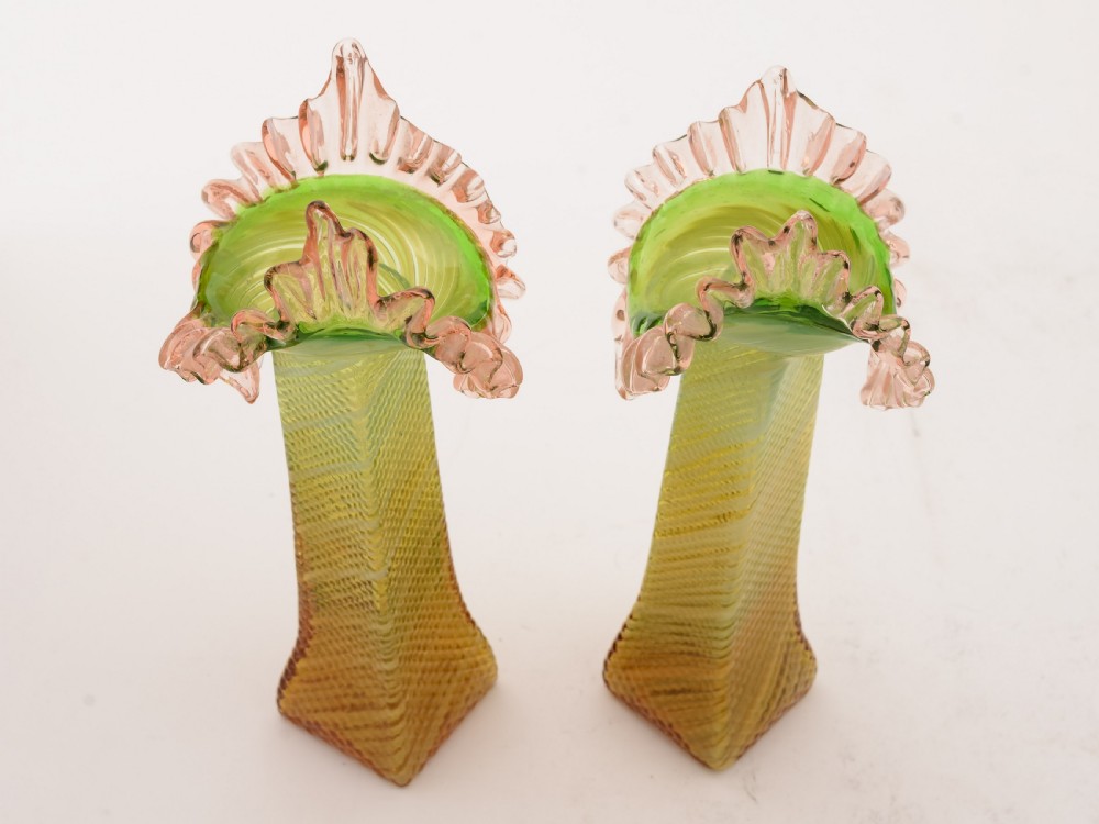 Pair of Victorian Glass Vases, Circa 1890 View IV