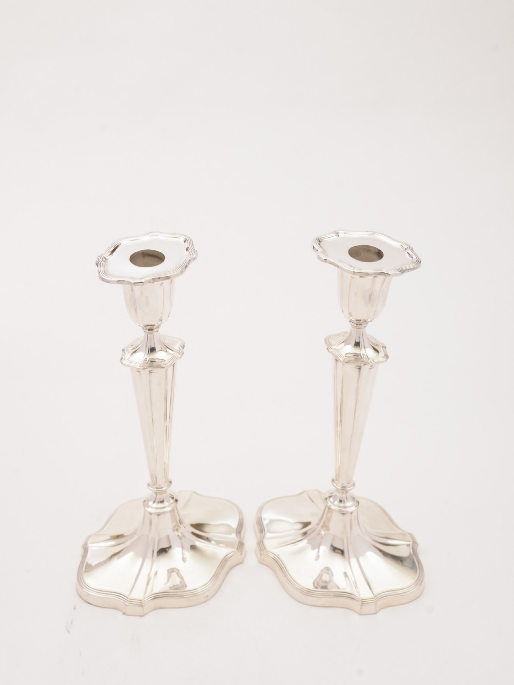 A Good Pair of Silver Plated Candlesticks, Circa 1905 View II