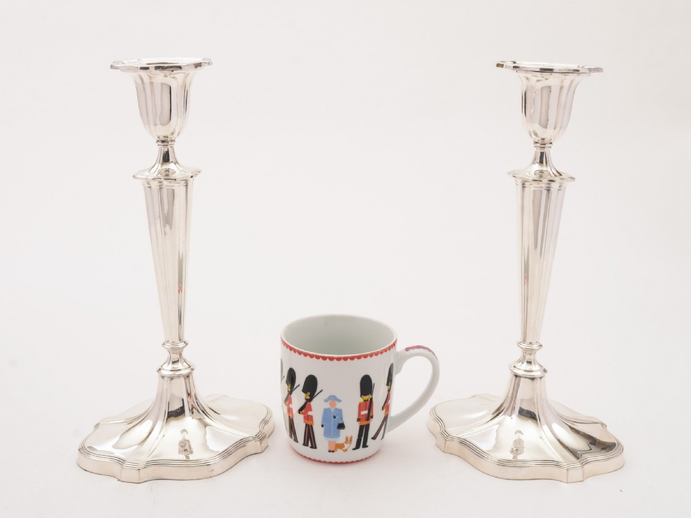 A Good Pair of Silver Plated Candlesticks, Circa 1905 View III