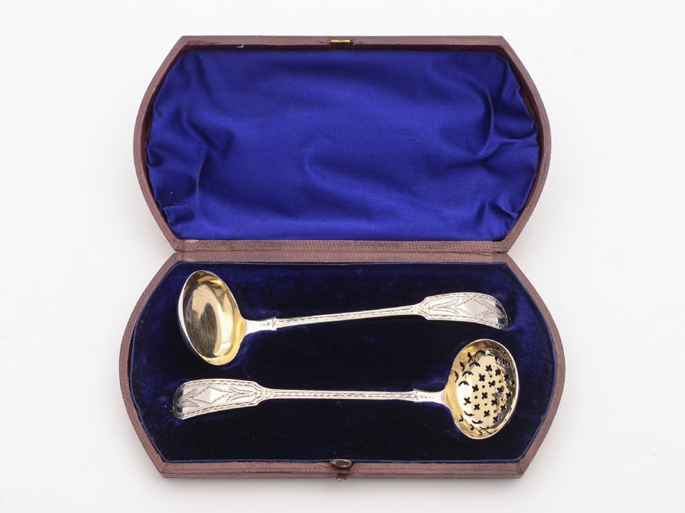 Rare Victorian Cased Silver Ladles, Hallmarked Exeter 1875